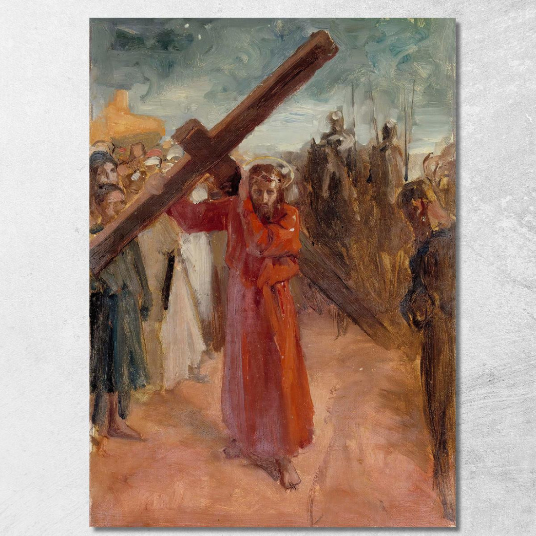 Cristo Porta La Croce Albert Edelfelt aed14 quadro stampato su tela