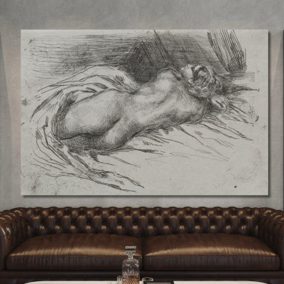 Studio Di Una Donna Vista Di Spalle Eugène Delacroix edx118 quadro stampato su tela