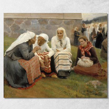 Donne Fuori Dalla Chiesa A Ruokolahti Albert Edelfelt aed152 quadro stampato su tela