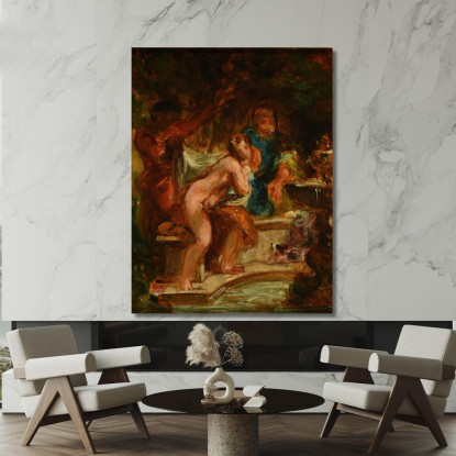 Suzanne E I Vecchi Eugène Delacroix edx122 quadro stampato su tela
