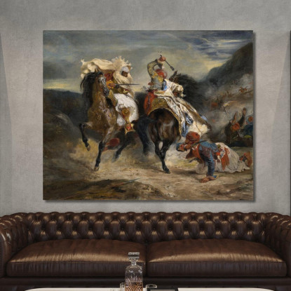 Il Combattimento Tra Giaour E Hassan Eugène Delacroix edx127 quadro stampato su tela