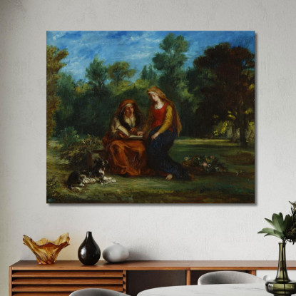 L'Educazione Della Vergine Eugène Delacroix edx131 quadro stampato su tela