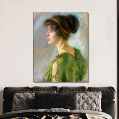 Giovane Donna In Verde Alice Pike Barney apb129 quadro stampato su tela