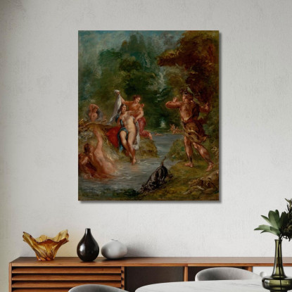 L'Estate Diana Sorpresa Da Atteone Eugène Delacroix edx144 quadro stampato su tela