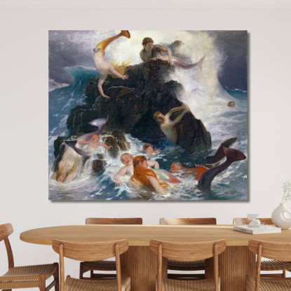 Gioco Delle Nereidi Arnold Böcklin abk39 quadro stampato su tela