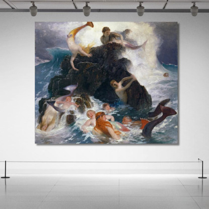 Gioco Delle Nereidi Arnold Böcklin abk39 quadro stampato su tela