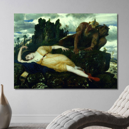 Diana Addormentata Vegliata Da Due Fauni Arnold Böcklin abk60 quadro stampato su tela