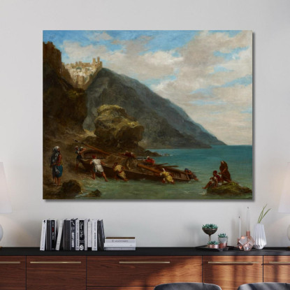 Veduta Di Tangeri Dalla Riva Del Mare Eugène Delacroix edx154 quadro stampato su tela