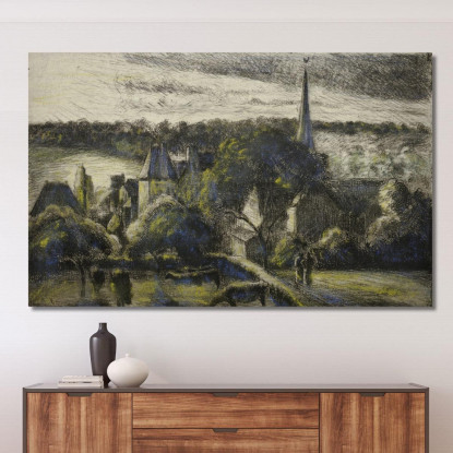 Chiesa E Fattoria A Éragny 1895 Camille Pissarro cps20 quadro stampato su tela