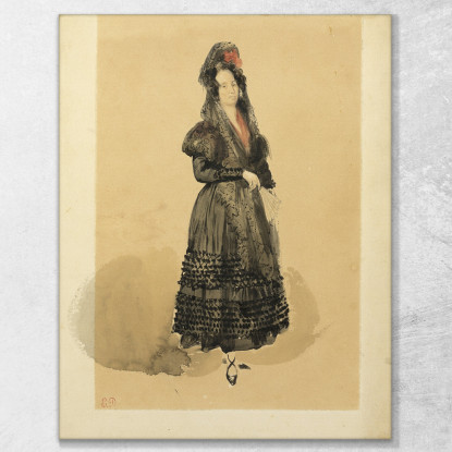 Giovane Dama Spagnola In Costume Di Manola Eugène Delacroix edx159 quadro stampato su tela