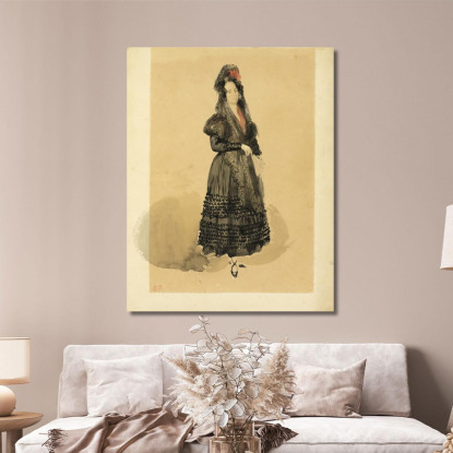 Giovane Dama Spagnola In Costume Di Manola Eugène Delacroix edx159 quadro stampato su tela
