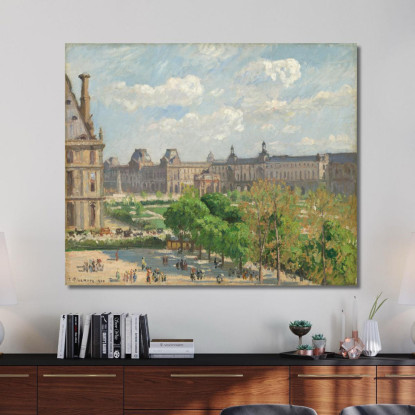Place Du Carrousel Parigi 1900 Camille Pissarro cps54 quadro stampato su tela