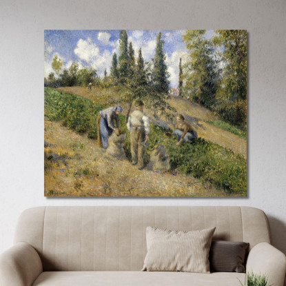 La Vendemmia Pontoise 1881 Camille Pissarro cps82 quadro stampato su tela