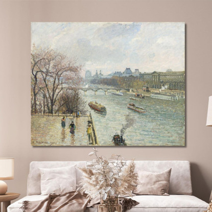 Il Louvre Pomeriggio Piovoso 1900 Camille Pissarro cps85 quadro stampato su tela