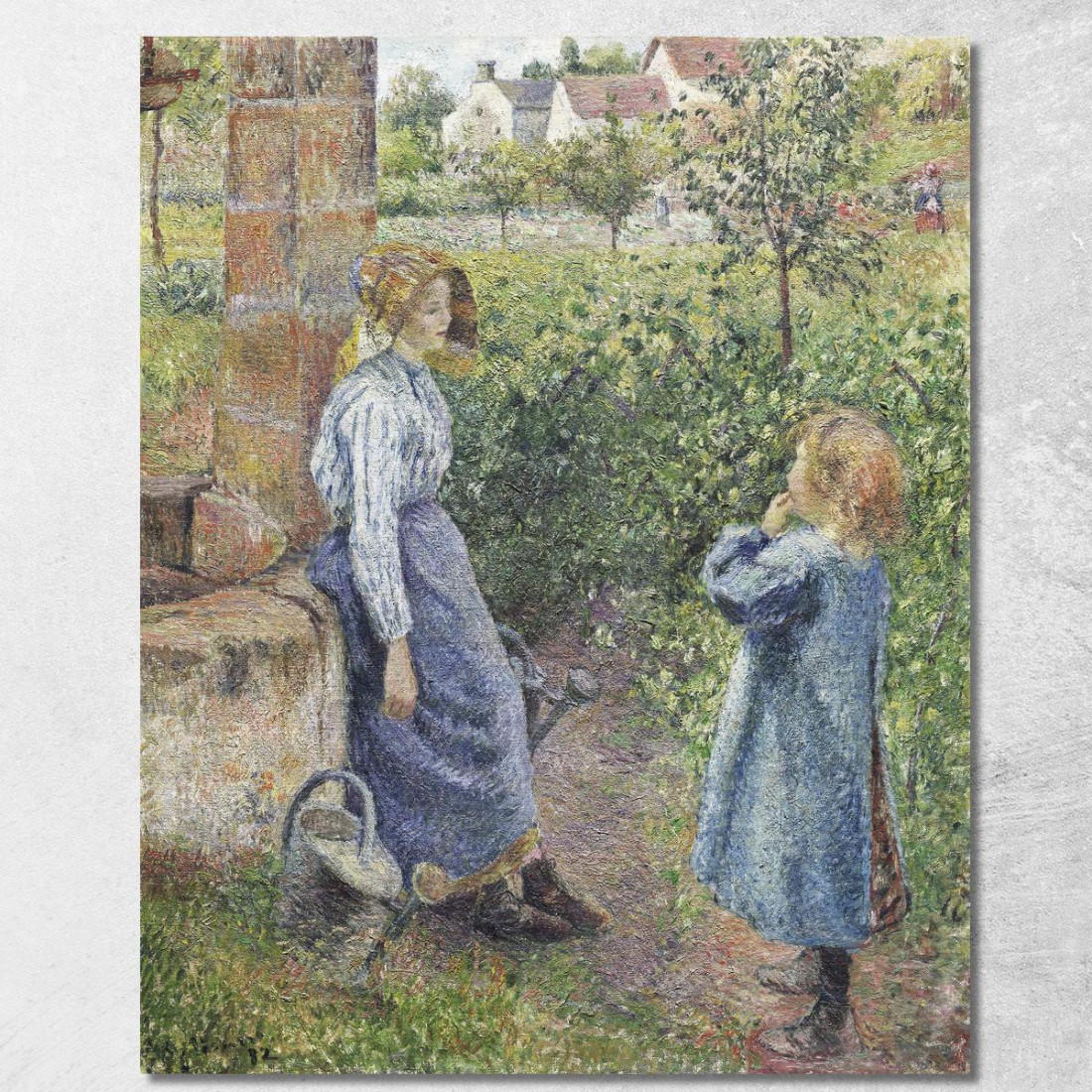 Donna E Bambino Al Pozzo 1882 Camille Pissarro cps104 quadro stampato su tela Donna E Bambino Al Pozzo 1882 Camille Pissarro cps104 quadro stampato su tela
