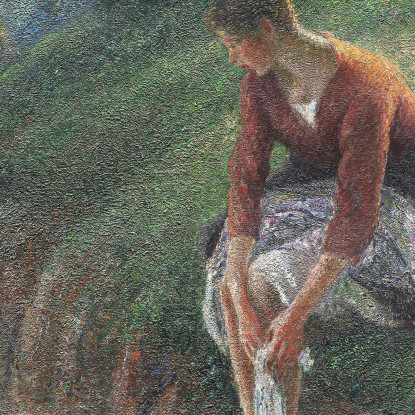 Donna Che Si Bagna I Piedi In Un Ruscello Camille Pissarro cps105 quadro stampato su tela
