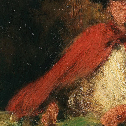 Ragazza Seduta Con Un Mantello Rosso Con Un Coniglio Davanti A Lei Carl Spitzweg csp47 quadro stampato su tela