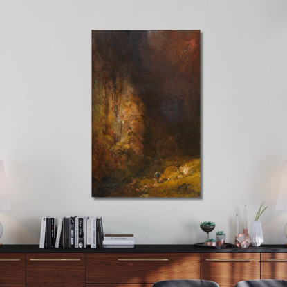 Escursionisti Nella Gola Della Montagna Durante Un Temporale Carl Spitzweg csp65 quadro stampato su tela