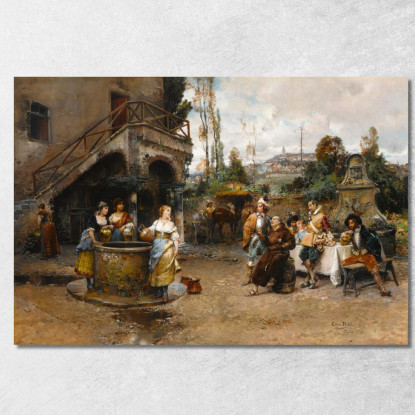 Una Conversazione Al Pozzo Cesare Auguste Detti cad2 quadro stampato su tela