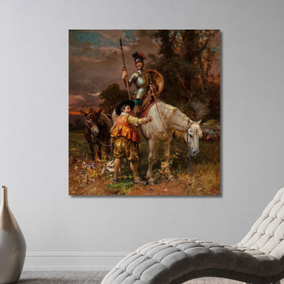 Don Chisciotte E Sancio Panza Cesare Auguste Detti cad8 quadro stampato su tela