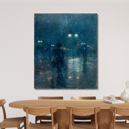 Notturno Sulla Quinta Strada Childe Hassam chs19 quadro stampato su tela