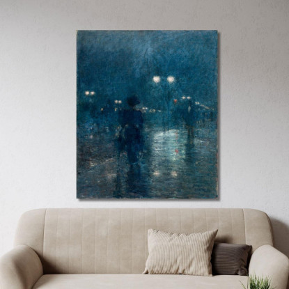 Notturno Sulla Quinta Strada Childe Hassam chs19 quadro stampato su tela