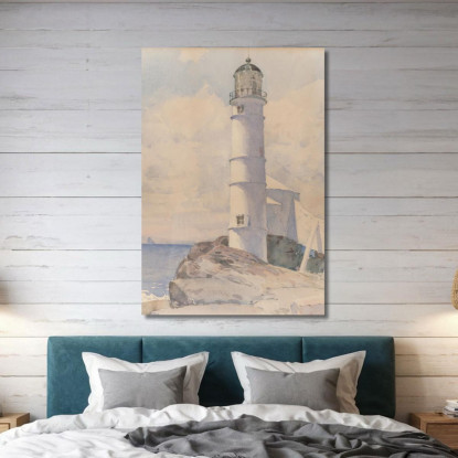Faro Isola Di Shoals Childe Hassam chs33 quadro stampato su tela
