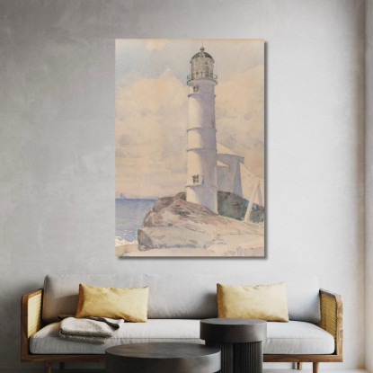 Faro Isola Di Shoals Childe Hassam chs33 quadro stampato su tela