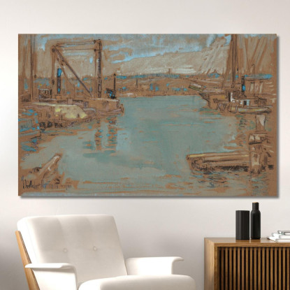 Molo Del Fiume Nord New York Childe Hassam chs46 quadro stampato su tela