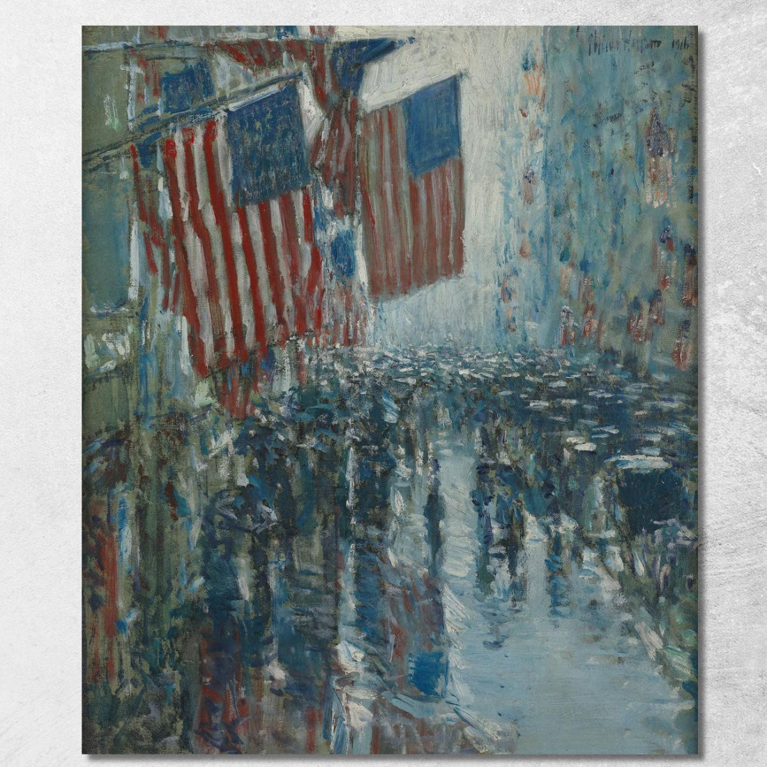 Giorno Di Pioggia Sulla Quinta Strada Childe Hassam chs58 quadro stampato su tela Giorno Di Pioggia Sulla Quinta Strada Childe Hassam chs58 quadro stampato su tela