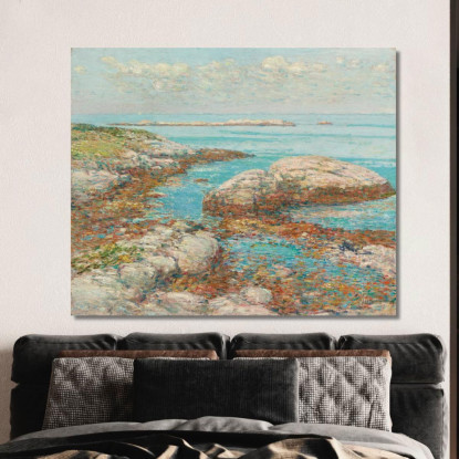 Rocce Ad Appledore Mattina Childe Hassam chs59 quadro stampato su tela