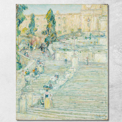 La Scala Di Spagna Roma Childe Hassam chs85 quadro stampato su tela