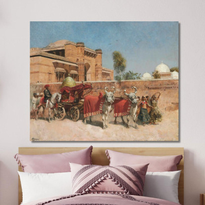 Un Corteo Nuziale Davanti A Un Palazzo Nel Rajasthan Edwin Lord Weeks elw6 quadro stampato su tela