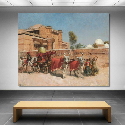 Un Corteo Nuziale Davanti A Un Palazzo Nel Rajasthan Edwin Lord Weeks elw6 quadro stampato su tela