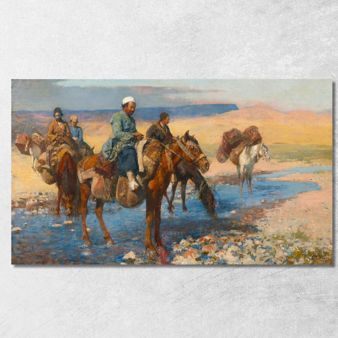 Cavalli Al Ford Persia Edwin Lord Weeks elw19 quadro stampato su tela