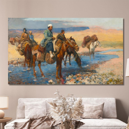 Cavalli Al Ford Persia Edwin Lord Weeks elw19 quadro stampato su tela