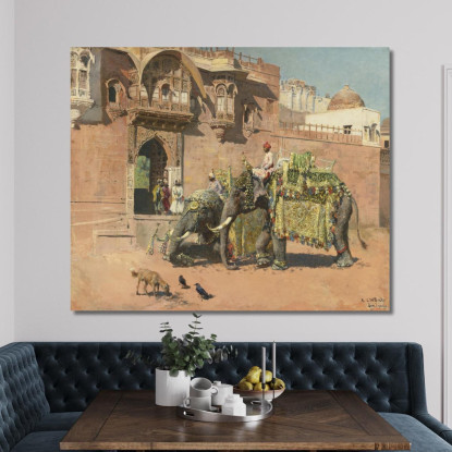 Gli Elefanti Del Rajah Di Jodhpore Edwin Lord Weeks elw25 quadro stampato su tela