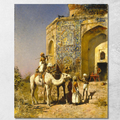 La Vecchia Moschea Dalle Piastrelle Blu Fuori Delhi India Edwin Lord Weeks elw38 quadro stampato su tela