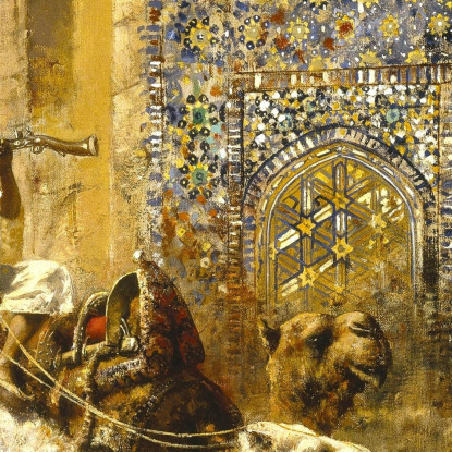 La Vecchia Moschea Dalle Piastrelle Blu Fuori Delhi India Edwin Lord Weeks elw38 quadro stampato su tela