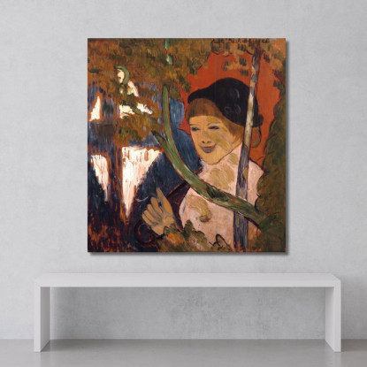 Ragazza Bretone Con L'Ombrello Rosso Emile Bernard ebr6 quadro stampato su tela