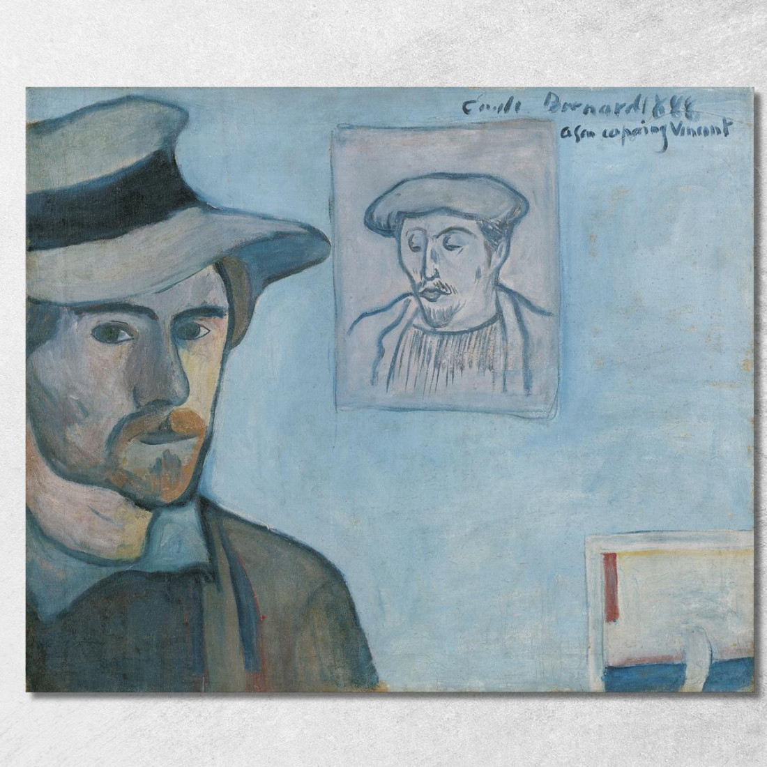 Autoritratto Con Ritratto Di Gauguin Emile Bernard ebr42 quadro stampato su tela Autoritratto Con Ritratto Di Gauguin Emile Bernard ebr42 quadro stampato su tela