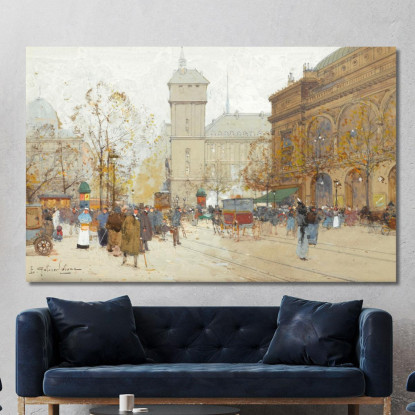 Place Du Châtelet Eugène Galien-Laloue egl17 quadro stampato su tela