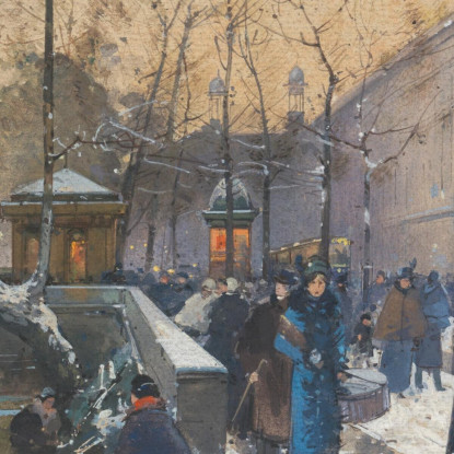 Le Rive Della Senna Vicino A Châtelet Eugène Galien-Laloue egl35 quadro stampato su tela