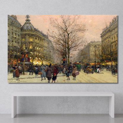 I Grands Boulevards Parigi Eugène Galien-Laloue egl36 quadro stampato su tela