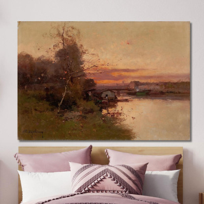 Fiume Al Tramonto Eugène Galien-Laloue egl66 quadro stampato su tela