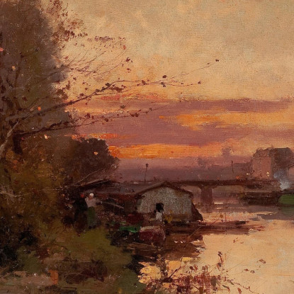 Fiume Al Tramonto Eugène Galien-Laloue egl66 quadro stampato su tela