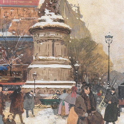 La Place De Clichy Nella Neve Parigi Eugène Galien-Laloue egl69 quadro stampato su tela