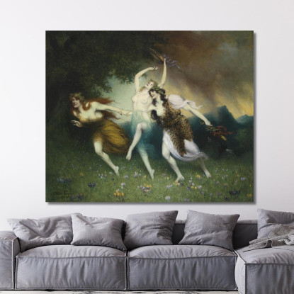 Ninfe In Fuga Ferdinand Leeke flk4 quadro stampato su tela