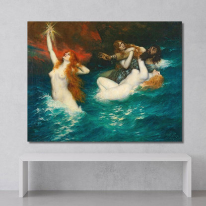 Le Figlie Del Reno Ferdinand Leeke flk13 quadro stampato su tela