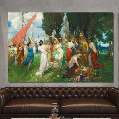 La Festa Primaverile Della Flora Davanti All'Acropoli Ferdinand Leeke flk14 quadro stampato su tela